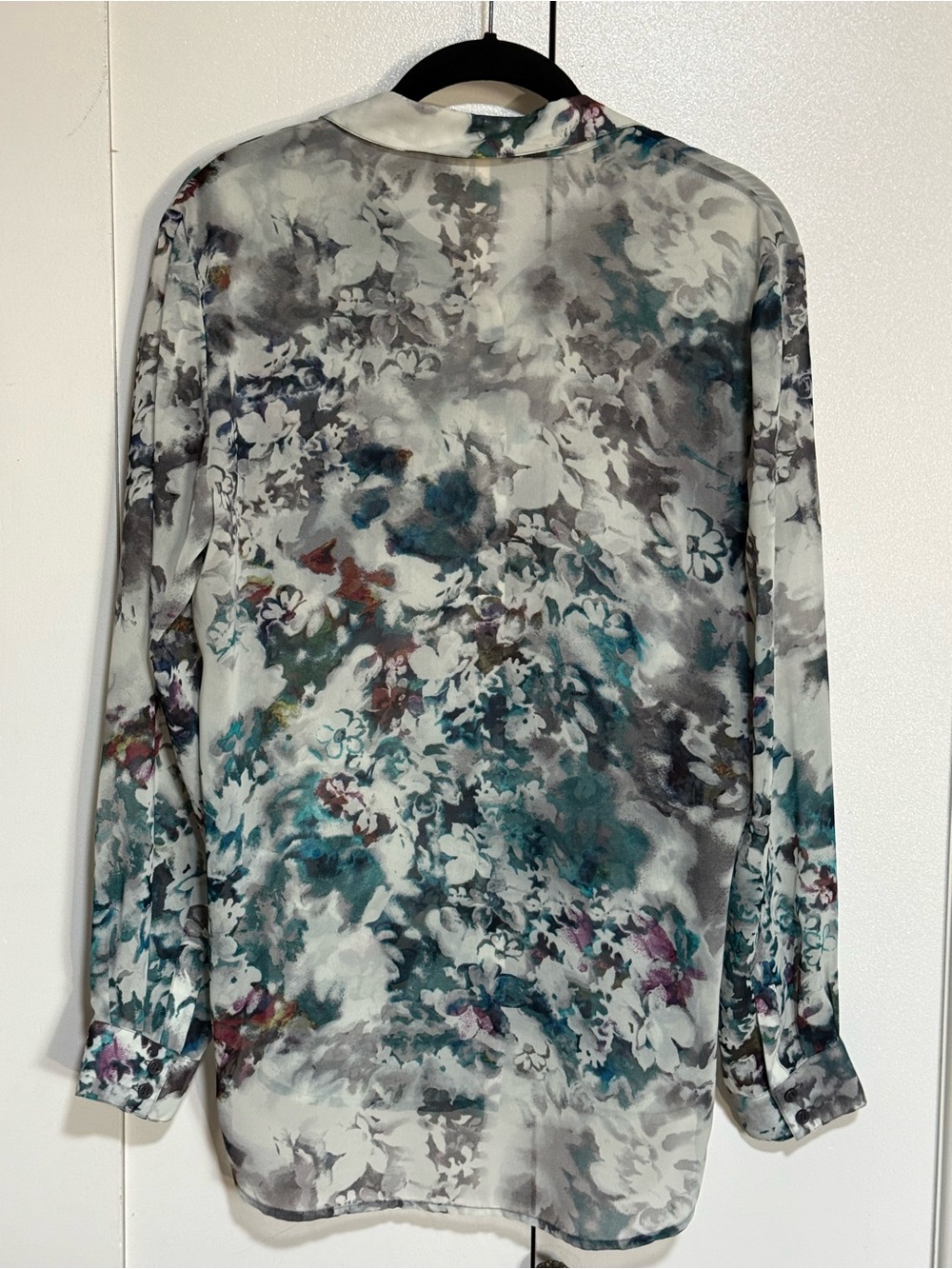Bellatrix Floral Blouse Sheer Embellished Collar Button Down Medium - Picture 4 of 16